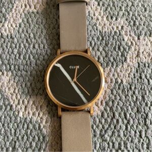 CLUSE La Roche Marble Leather Strap Watch